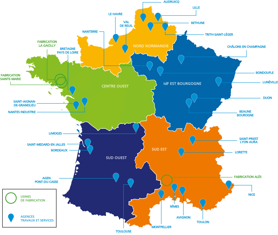 Carte implantations dalkia electrotechnics